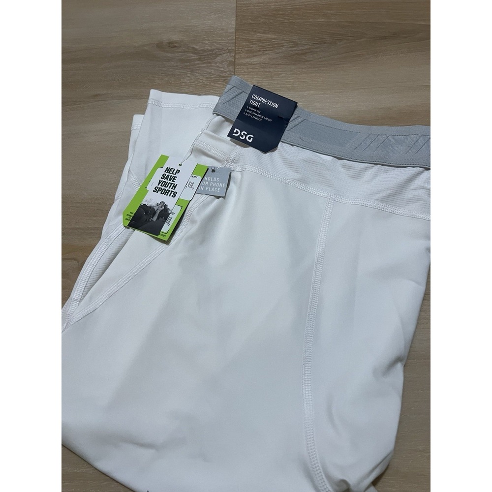 DSG Men's 3/4 Length Compression Tight Media Pocket Pure White Size XXL New‎